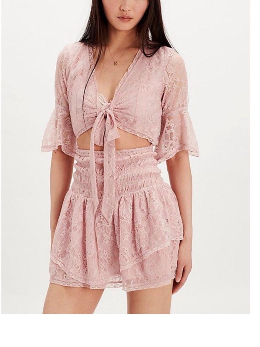 Free People Lala Lace Pink Rose Mini Dress
Size Medium NWT - Picture 3 of 11